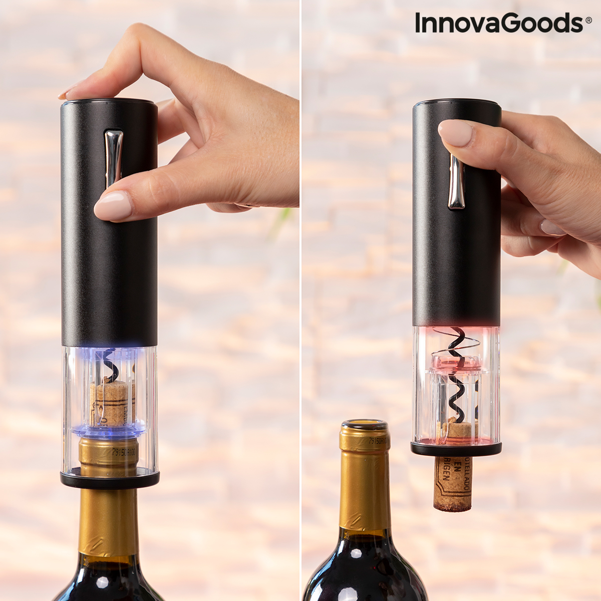 Oppladbar elektrisk korketrekker med tilbehør for vin Corklux InnovaGoods - Image 12