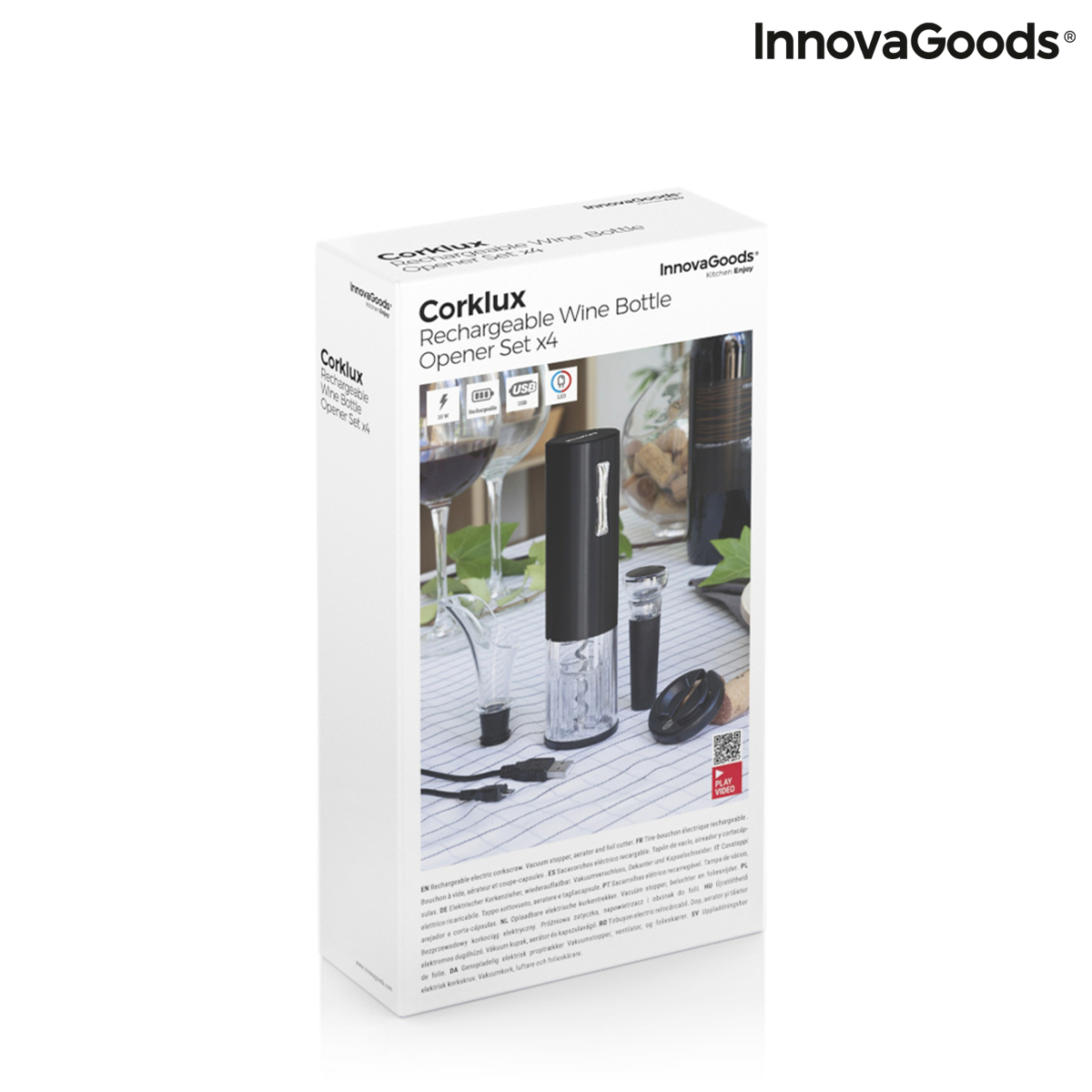 Oppladbar elektrisk korketrekker med tilbehør for vin Corklux InnovaGoods - Image 2