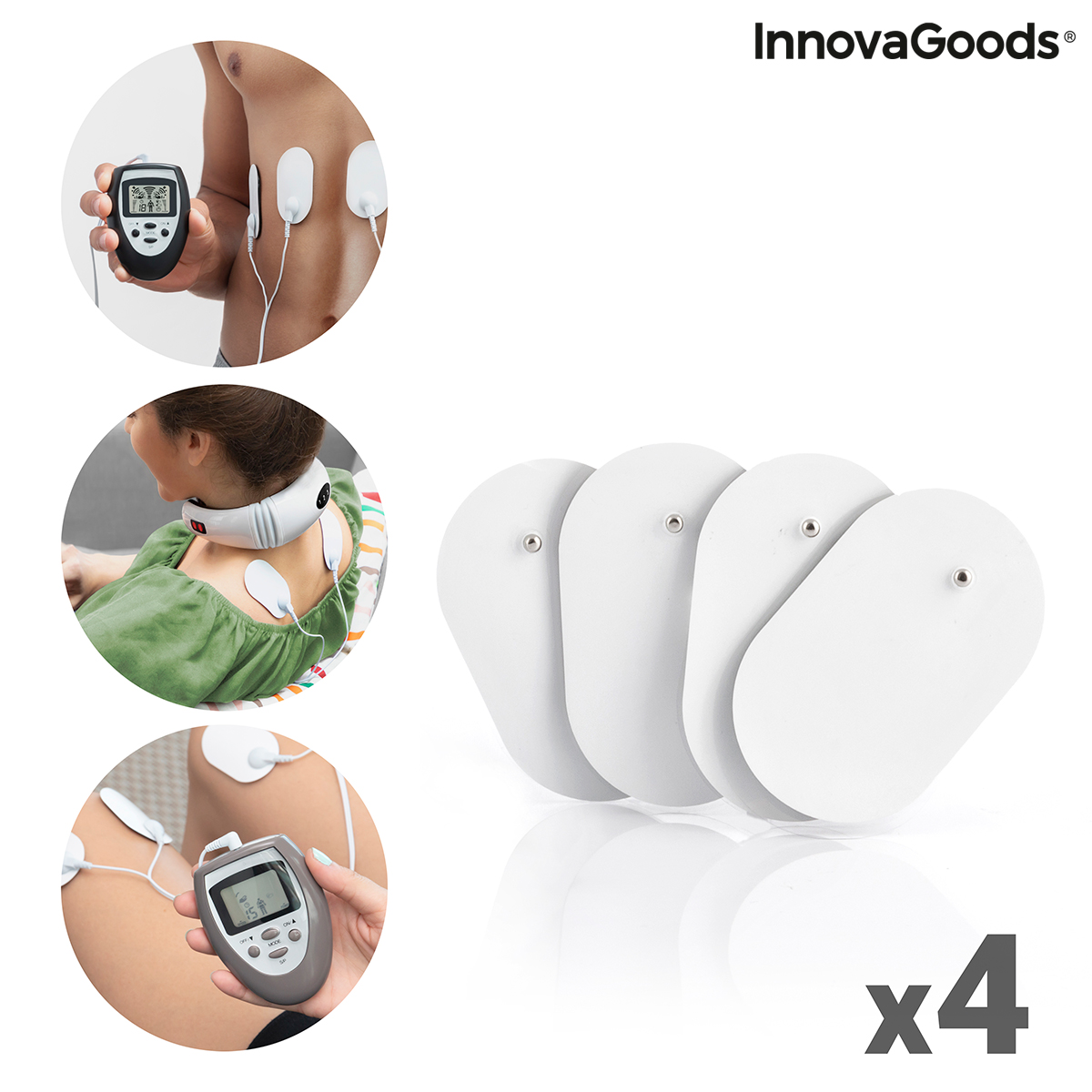 Erstatningslapper for elektroder EMS InnovaGoods Pakke med 4 enheter